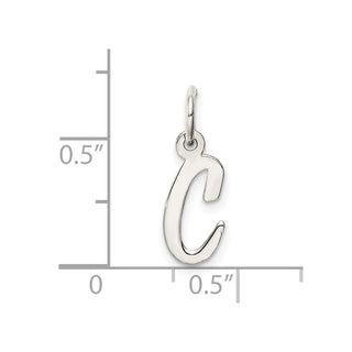 Sterling Silver Rhodium-plated Small Script Initial C Charm
