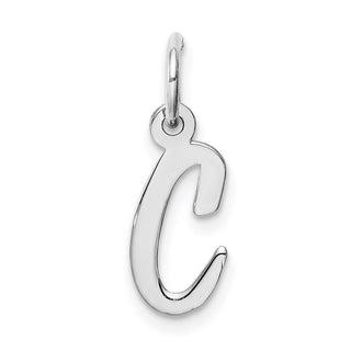 Sterling Silver Rhodium-plated Small Script Initial C Charm