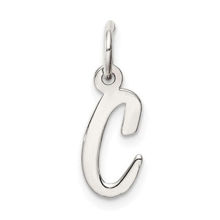 Sterling Silver Rhodium-plated Small Script Initial C Charm