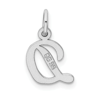 Sterling Silver Rhodium-plated Small Script Initial D Charm