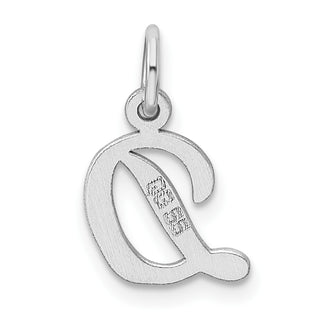 Sterling Silver Rhodium-plated Small Script Initial D Charm