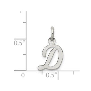 Sterling Silver Rhodium-plated Small Script Initial D Charm