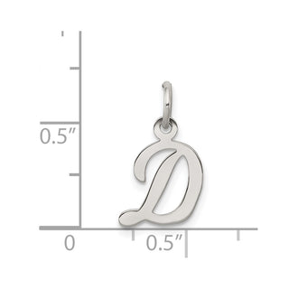 Sterling Silver Rhodium-plated Small Script Initial D Charm