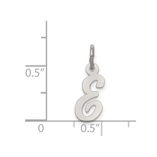Sterling Silver Rhodium-plated Small Script Initial E Charm