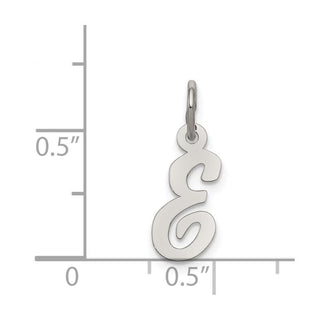 Sterling Silver Rhodium-plated Small Script Initial E Charm