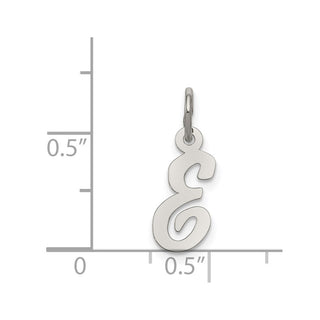 Sterling Silver Rhodium-plated Small Script Initial E Charm