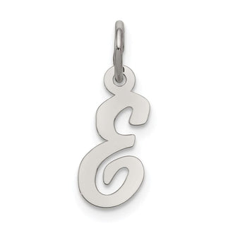 Sterling Silver Rhodium-plated Small Script Initial E Charm