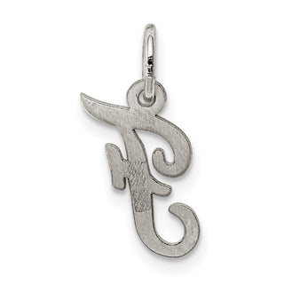 Sterling Silver Rhodium-plated Small Script Initial F Charm