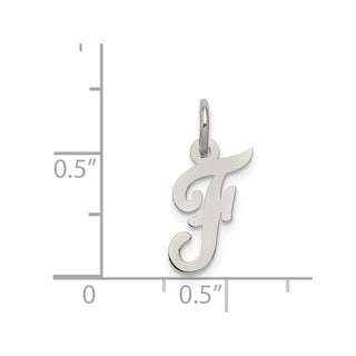 Sterling Silver Rhodium-plated Small Script Initial F Charm