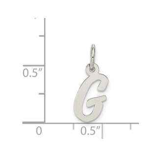 Sterling Silver Rhodium-plated Small Script Initial G Charm