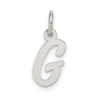 Sterling Silver Rhodium-plated Small Script Initial G Charm
