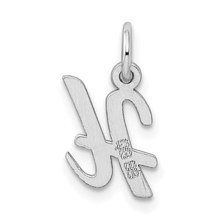 Sterling Silver Rhodium-plated Small Script Initial H Charm