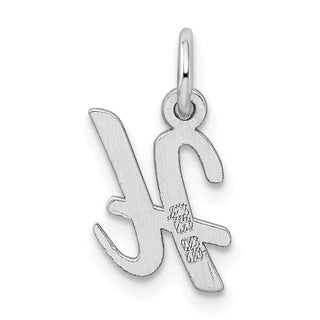 Sterling Silver Rhodium-plated Small Script Initial H Charm