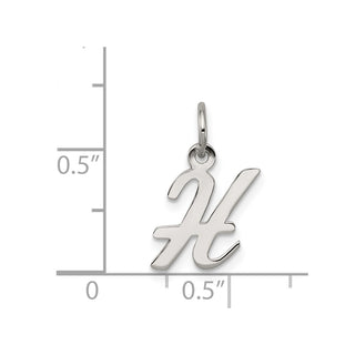 Sterling Silver Rhodium-plated Small Script Initial H Charm