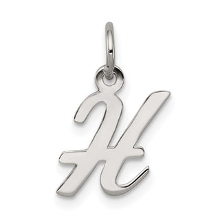 Sterling Silver Rhodium-plated Small Script Initial H Charm