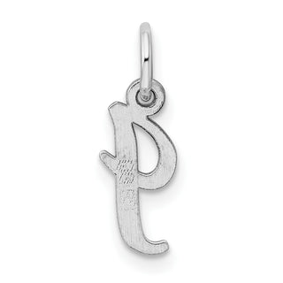 Sterling Silver Rhodium-plated Small Script Initial I Charm