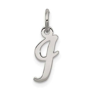 Sterling Silver Rhodium-plated Small Script Initial I Charm