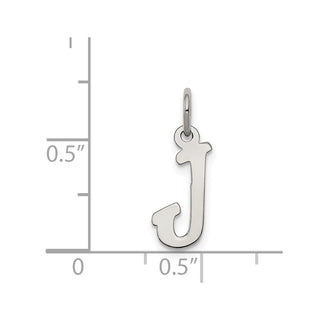 Sterling Silver Rhodium-plated Small Script Initial J Charm