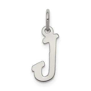 Sterling Silver Rhodium-plated Small Script Initial J Charm