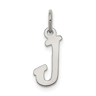 Sterling Silver Rhodium-plated Small Script Initial J Charm