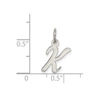Sterling Silver Rhodium-plated Small Script Initial K Charm