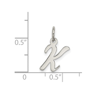 Sterling Silver Rhodium-plated Small Script Initial K Charm