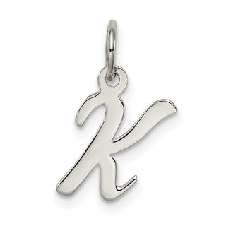 Sterling Silver Rhodium-plated Small Script Initial K Charm