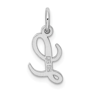Sterling Silver Rhodium-plated Small Script Initial L Charm