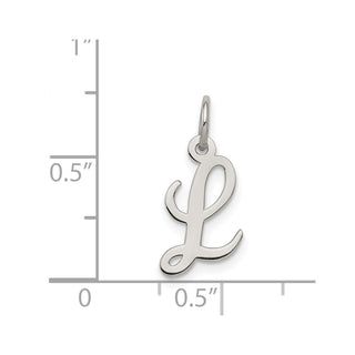 Sterling Silver Rhodium-plated Small Script Initial L Charm
