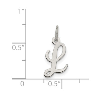 Sterling Silver Rhodium-plated Small Script Initial L Charm
