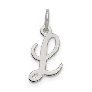 Sterling Silver Rhodium-plated Small Script Initial L Charm