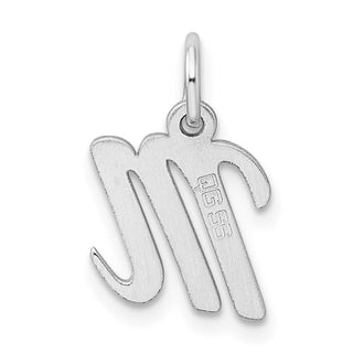 Sterling Silver Rhodium-plated Small Script Initial M Charm