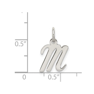 Sterling Silver Rhodium-plated Small Script Initial M Charm