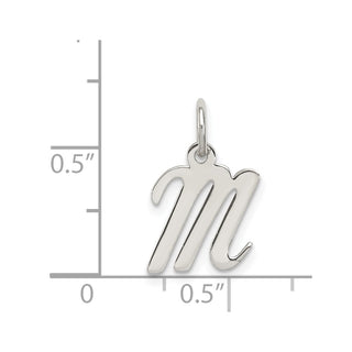 Sterling Silver Rhodium-plated Small Script Initial M Charm