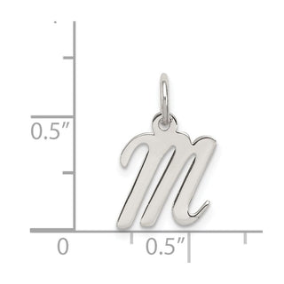 Sterling Silver Rhodium-plated Small Script Initial M Charm