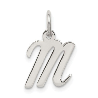 Sterling Silver Rhodium-plated Small Script Initial M Charm