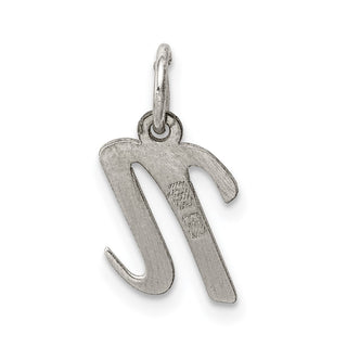 Sterling Silver Rhodium-plated Small Script Initial N Charm