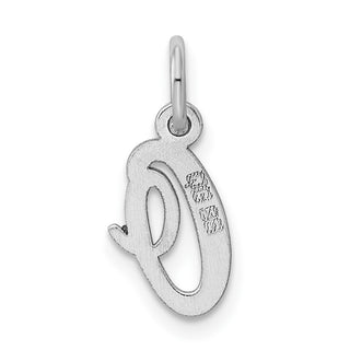 Sterling Silver Rhodium-plated Small Script Initial O Charm