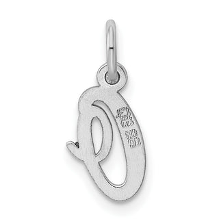Sterling Silver Rhodium-plated Small Script Initial O Charm