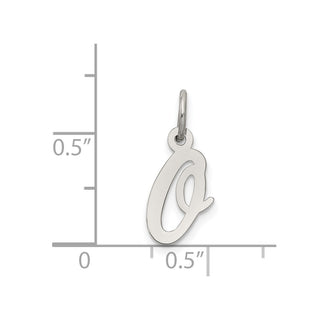 Sterling Silver Rhodium-plated Small Script Initial O Charm