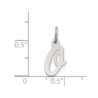 Sterling Silver Rhodium-plated Small Script Initial O Charm