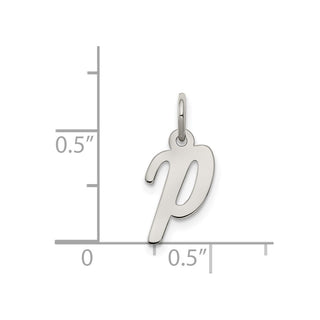 Sterling Silver Rhodium-plated Small Script Initial P Charm