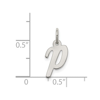 Sterling Silver Rhodium-plated Small Script Initial P Charm