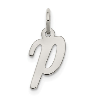 Sterling Silver Rhodium-plated Small Script Initial P Charm