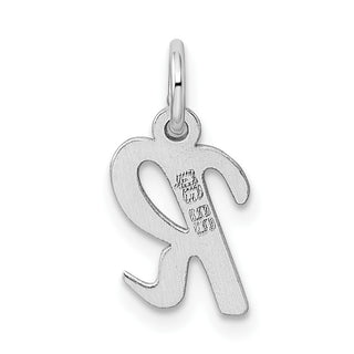 Sterling Silver Rhodium-plated Small Script Initial R Charm