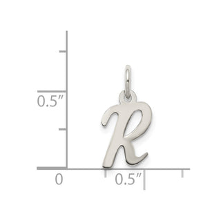 Sterling Silver Rhodium-plated Small Script Initial R Charm