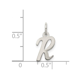 Sterling Silver Rhodium-plated Small Script Initial R Charm