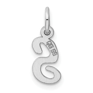 Sterling Silver Rhodium-plated Small Script Initial S Charm