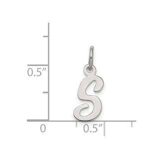 Sterling Silver Rhodium-plated Small Script Initial S Charm