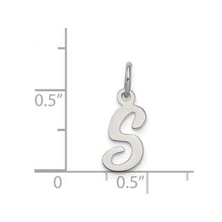 Sterling Silver Rhodium-plated Small Script Initial S Charm